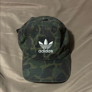adidas Camouflage Trefoil Strapback Hat - Olive & Black